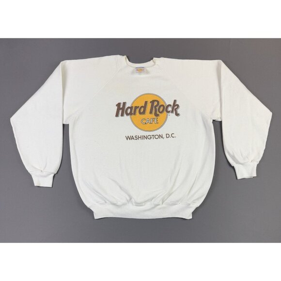 Rare Vintage 80s 90s Hard Rock Cafe Washington DC Hanes XL USA Crewneck Sweater - Picture 1 of 16